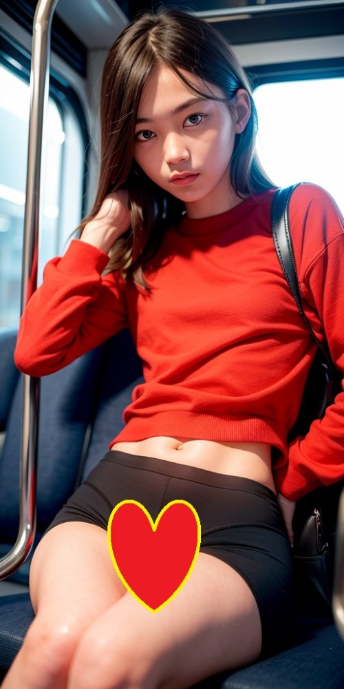 【実写風】電車内でなぜかパンツ丸出しの女の子を撮影してきたｗｗ